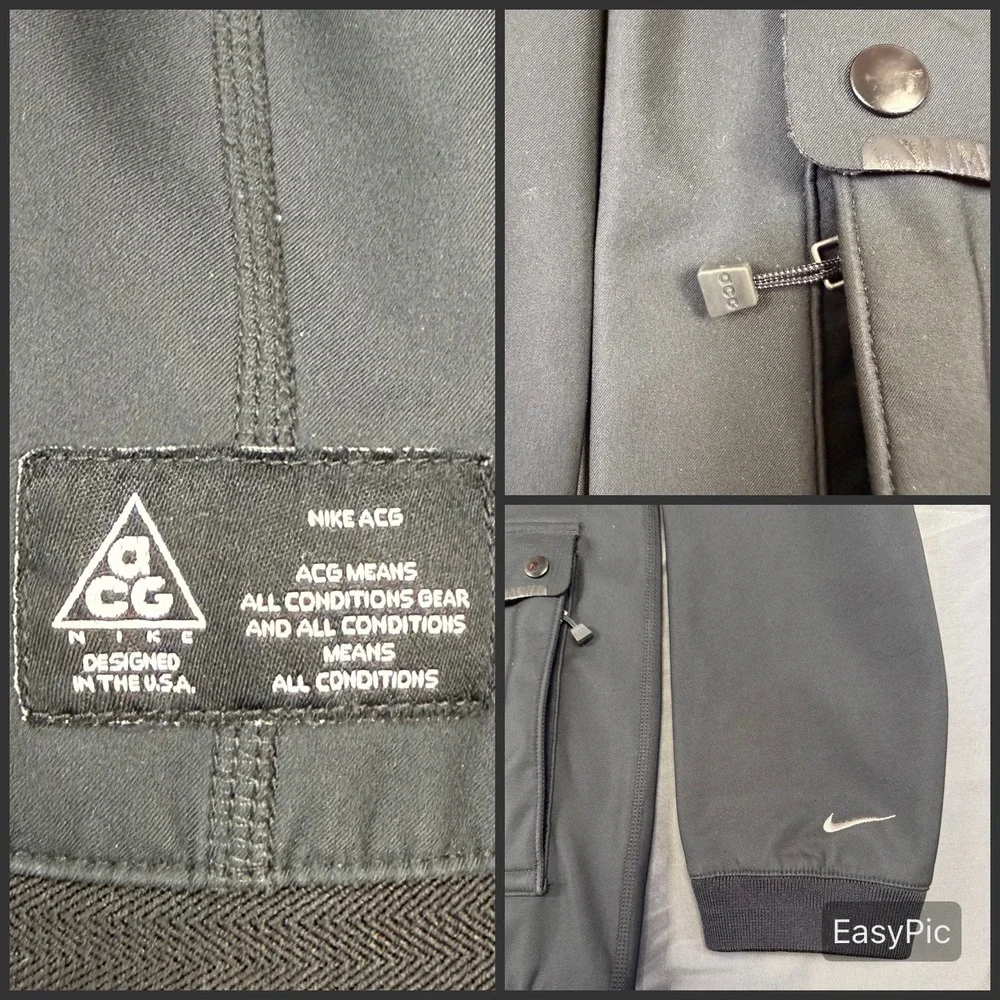 Nike ACG Mens Black Softshell Fleece Lined Hooded Jacket 337005-010 Large L